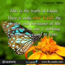 The ultimate truth in Islam is: There is only one God to worship, Allah the Creator of all. No one& nothing is above or equal to Him.