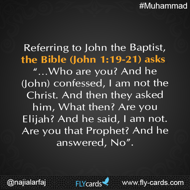 Referring to John the Baptist, the Bible (John 1:19-21) asks, “…Who are you? And he (John) confessed, I am not the Christ. And then they asked him, What then? Are you Elijah? And he said, I am not. 