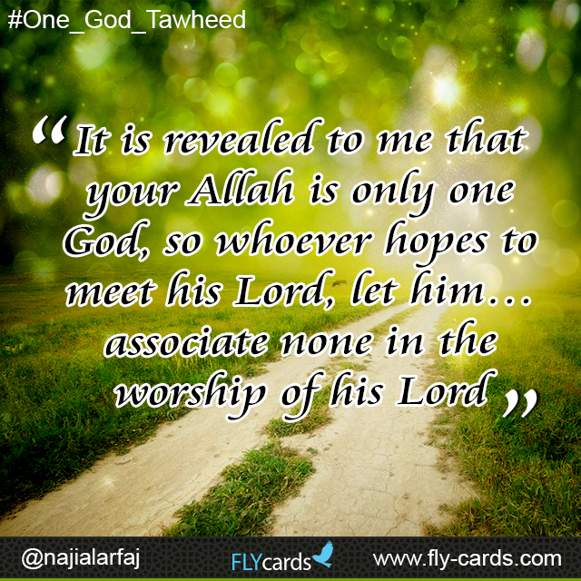 ‘It is revealed to me that your Allah is only one God, so whoever hopes to meethis Lord, let him… associate none in the worship of his Lord’