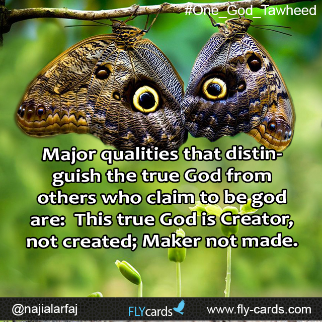 Major qualities that distinguish the true God from others who claim to be godare:  This true God is Creator, not created; Maker not made.