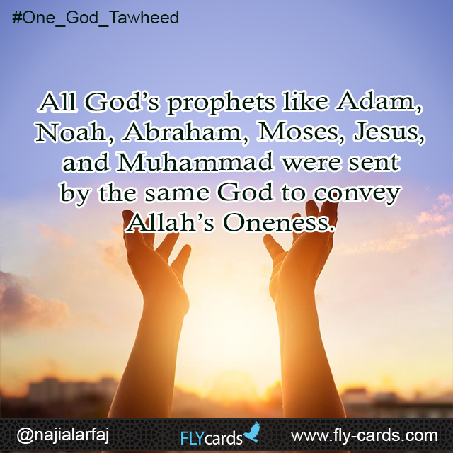 All God’s prophets like Adam, Noah, Abraham, Moses, Jesus, and Muhammad were sent by the same God to convey Allah’s Oneness.